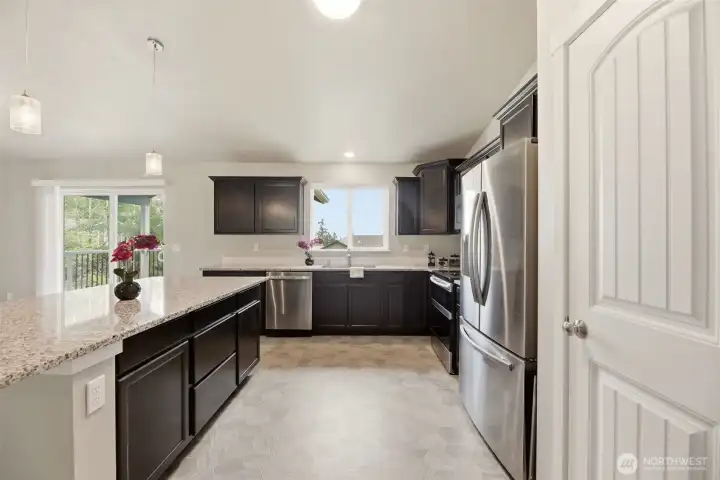Full stainless appliance package including a double oven