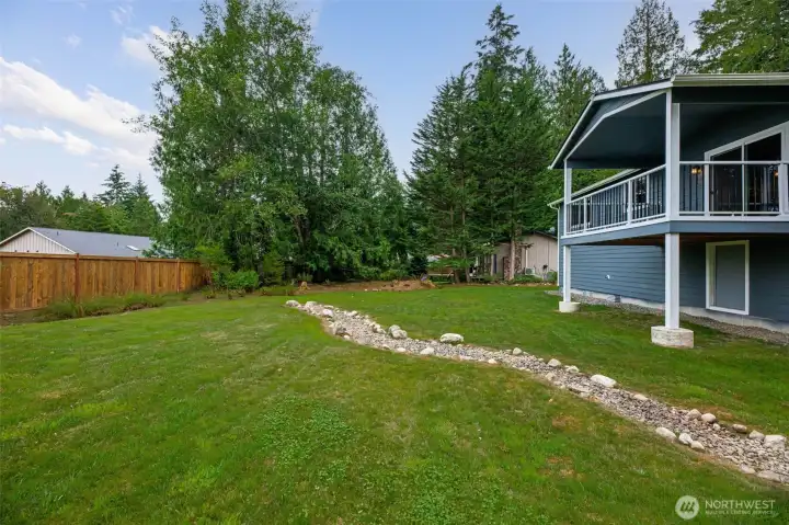 Partially fenced backyard