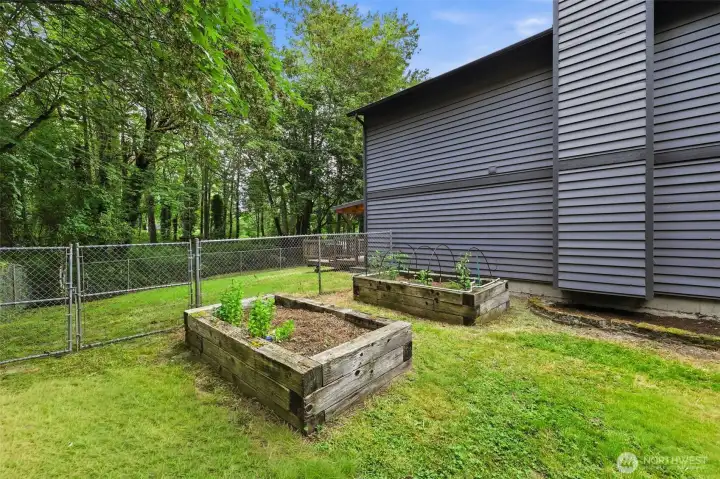 2 raised flower beds. 2 raised flower beds.