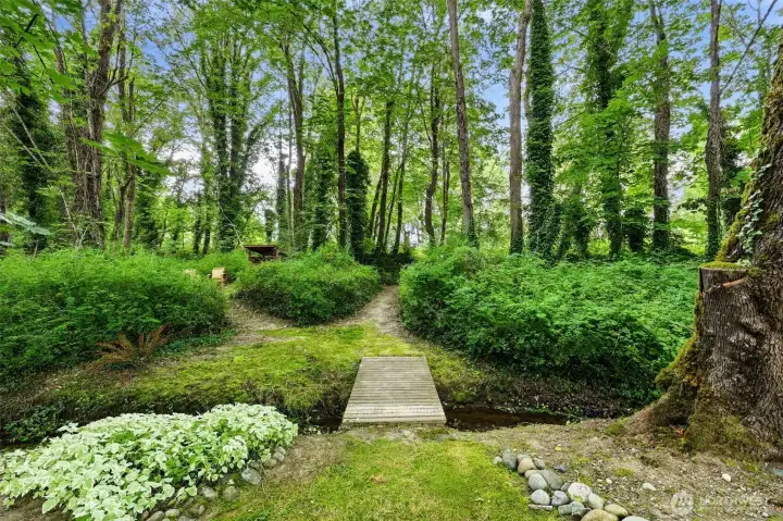 Path to the fire pit and Raging River. Path to the fire pit and Raging River.