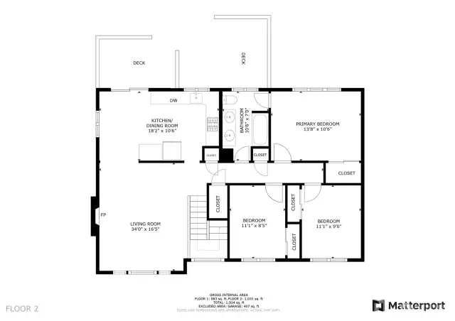 Floor plan of upper level.