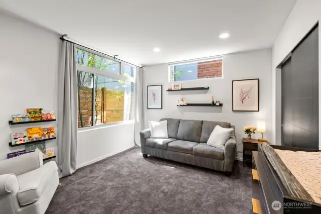 Very large downstairs bedroom with custom closet.