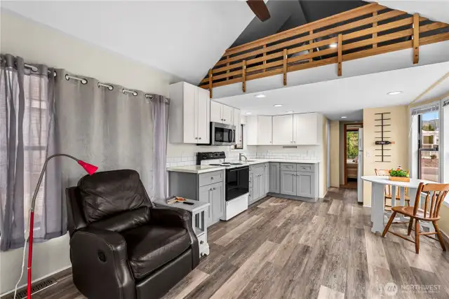 There is a sleeping loft which the current owners also use as an additional TV viewing space