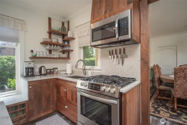Gas range and deep sink