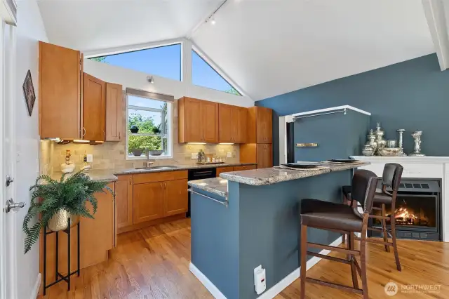 Updated kitchen with plentiful storage.