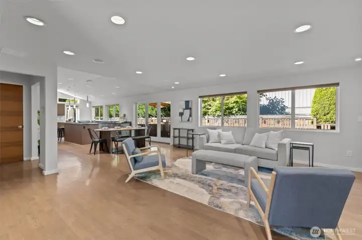 This home has been lovingly renovated with a spacious great room layout. Kitchen, dining room, and family room flow seamlessly.