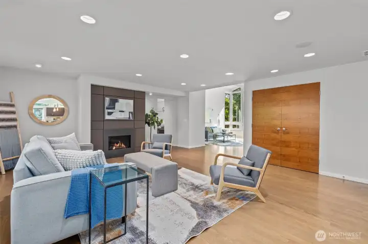 Enjoy gorgeous hardwood floors and surround sound with built in speakers.