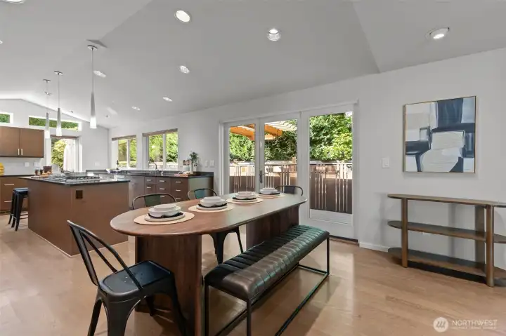 Dine in at your island, dining table, or escape to your backyard for a late summer outdoor picnic on the beautiful wrap-around Trex deck.