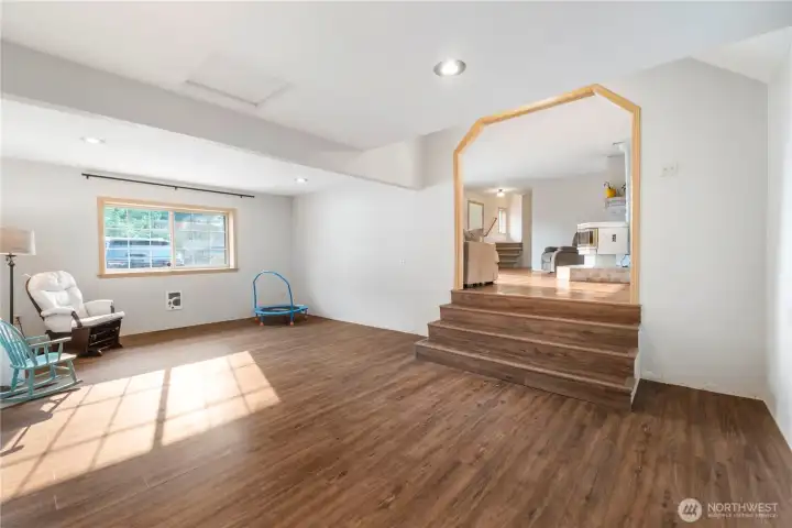 Large sunken living area that would also make the perfect play room!