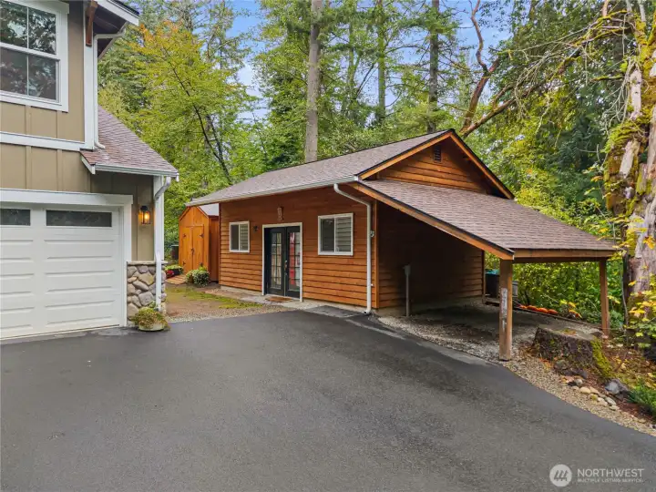 The property features a detached shop, car port, and high quality shed for storage. The shop has 220 volt power and tons of room inside. Shop? Storage Space? Home Office? Gym?