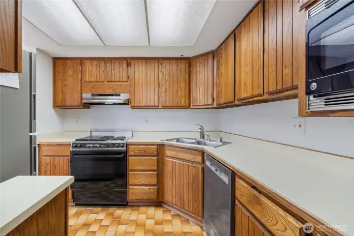 Kitchen features tons of cabinet space