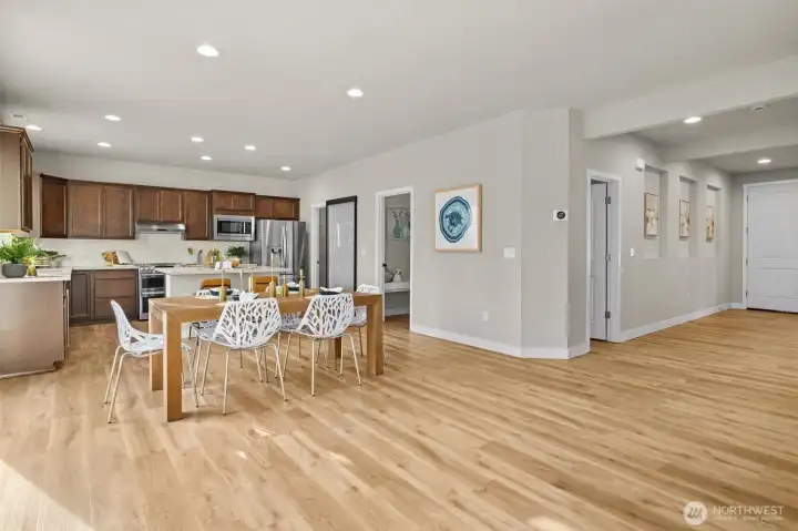Recessed lighting adds to bright main floor living.