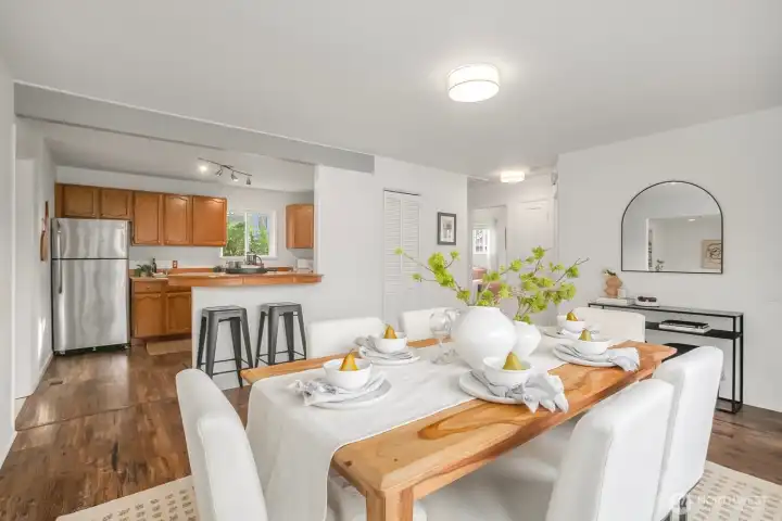 Versatile space for dining and entertaining.