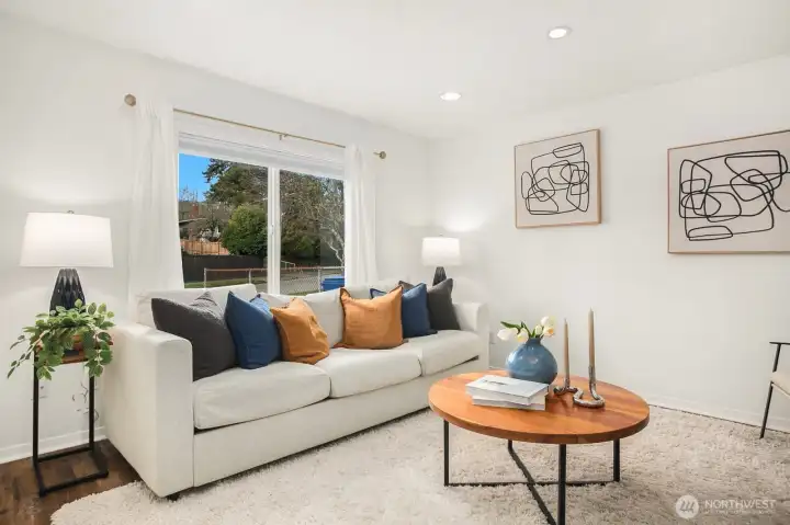 Large living area adds warmth and character.