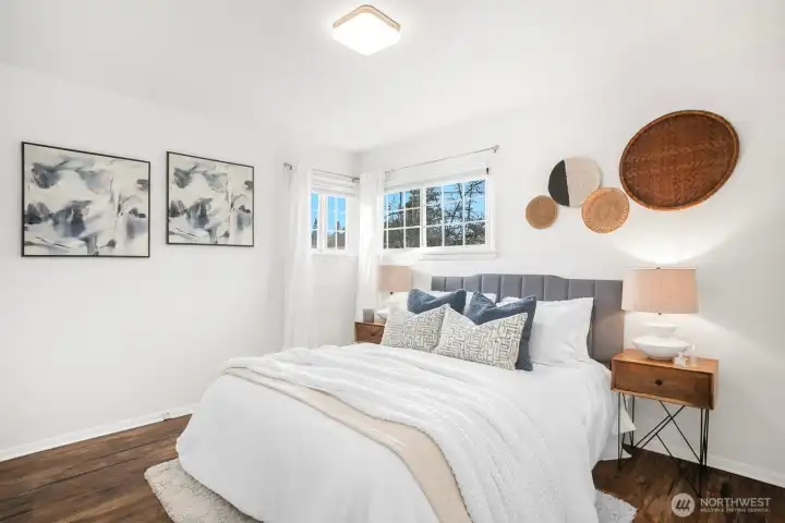Primary bedroom with south western facing windows.