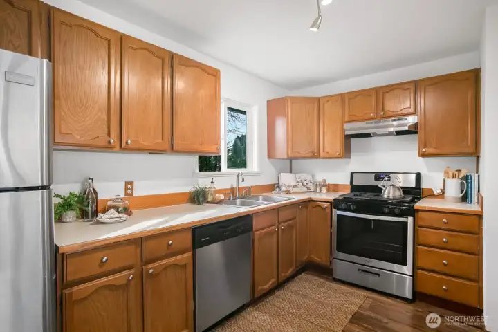 Ample counter space for cooking and baking.