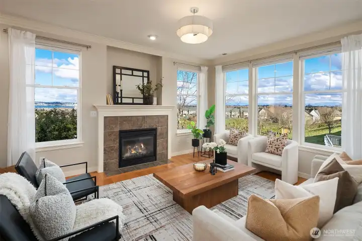 Incredible views and light looking east toward Cascades and Elliot Bay.