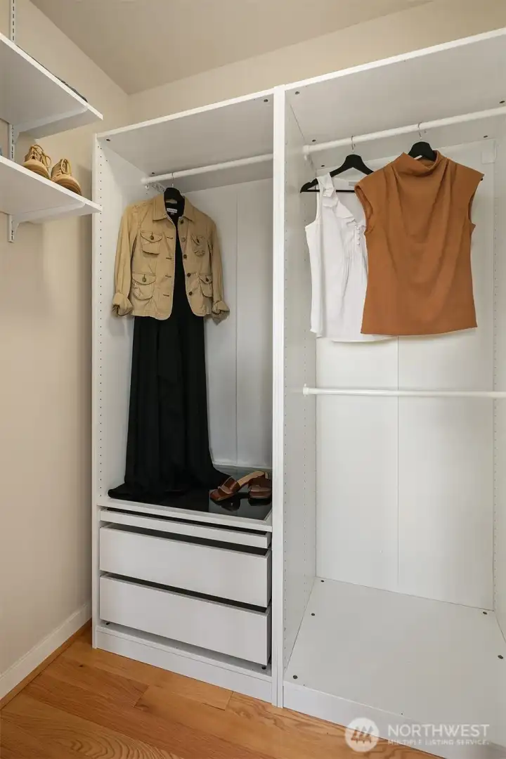 Large walk in primary closet.