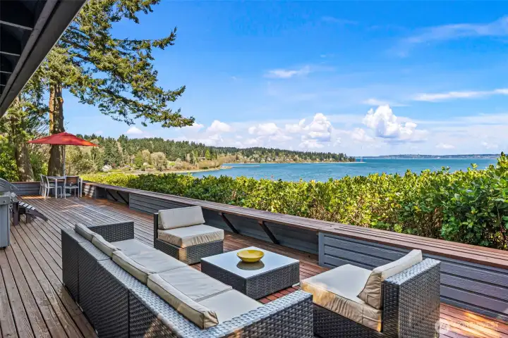 Outdoor living room with expansive views of Tramp Harbor