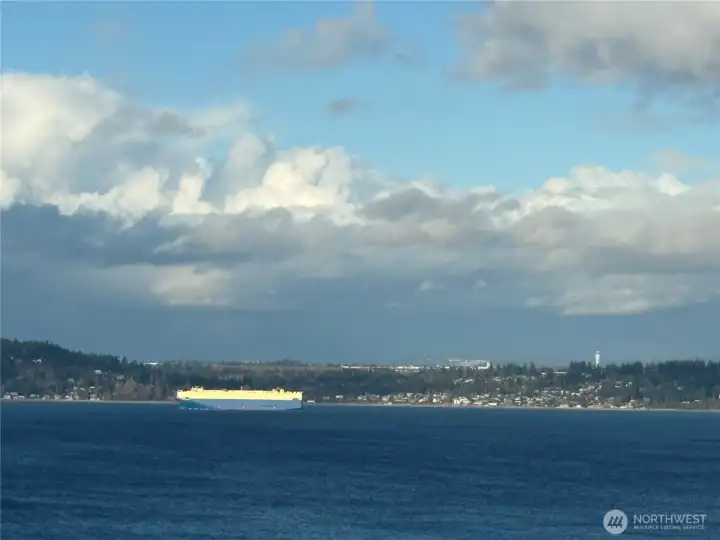 Dynamic views of East Passage shipping lanes and SeaTac flight traffic