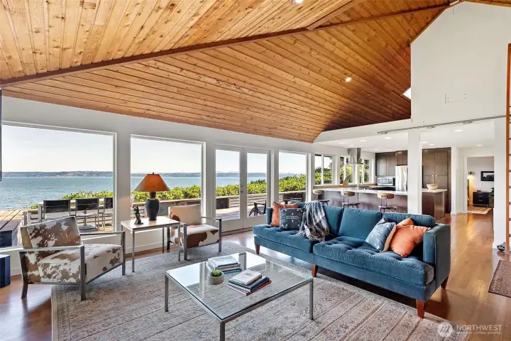 View towards kitchen with loft above