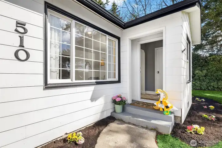 Covered front entry.