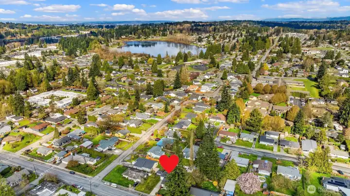 Aerial view with Blackman Lake in the background. Fun fact: The Blackmans were one of the founding families of Snohomish.