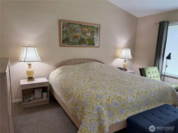 Vaulted ceiling for the Primary Suite, located at the back of the house.