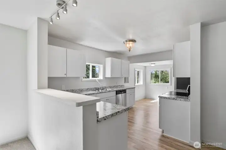 Convenient bar top for food or conversation.