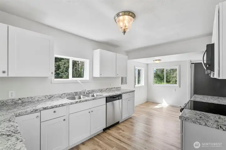 Sunny Dining area off kitchen.