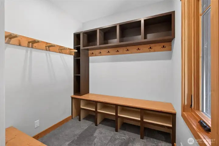 Mudroom, adjacent to main entrance