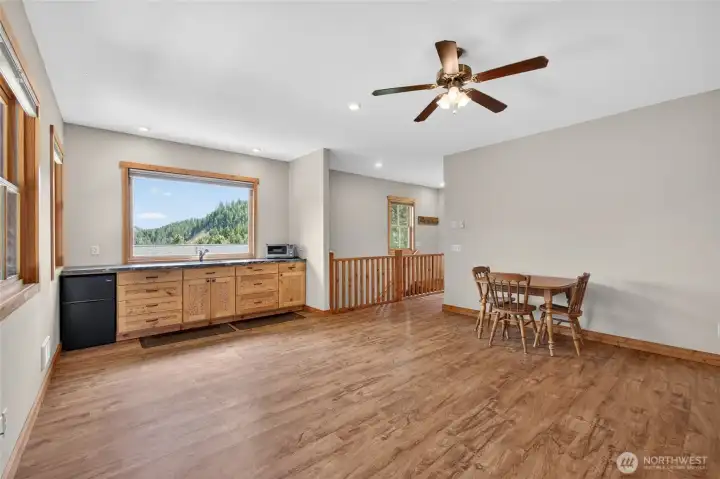 Apartment's open living and kitchenette