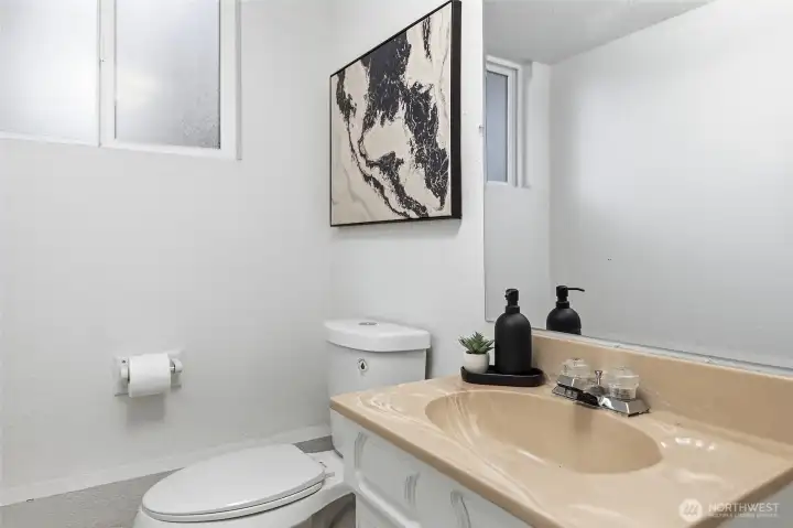 Lower level half bath.