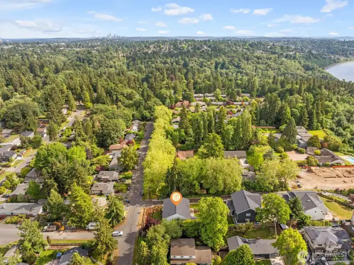 Aerial photo looking south. You can see Carkeek Park is just a couple of blocks away! Only minutes to downtown, Amazon, the UW and wherever you want to be