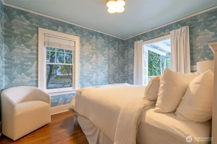Lower level bedroom with access to deck.