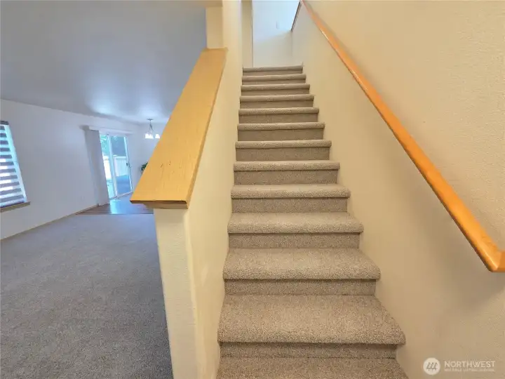 New carpet on the stairs.