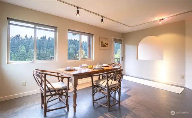 Dining room with endless views of the property