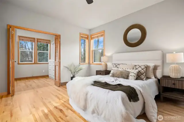 Huge walk in closet off primary. Lots of windows to let in natural light.