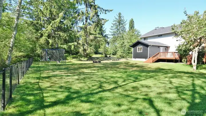 Fenced Backyard and rear of the home.