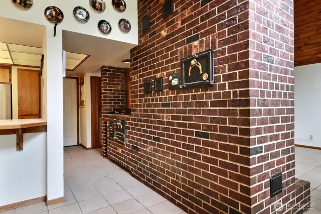 To the left is the kitchen