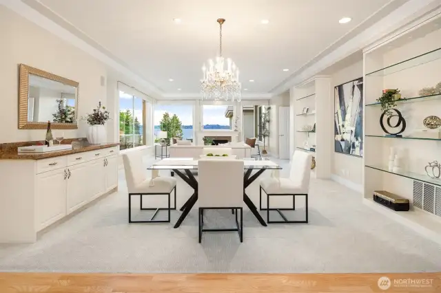 Plenty of storage space with built-in buffet and display shelving