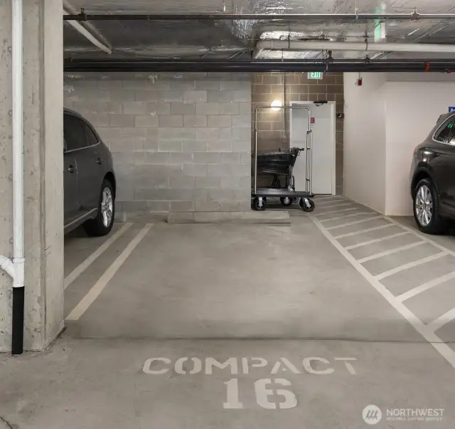 The second of two dedicated parking spaces