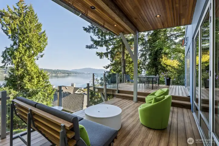Heated covered deck for year round enjoyment.