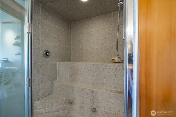 Fully tiled steam shower