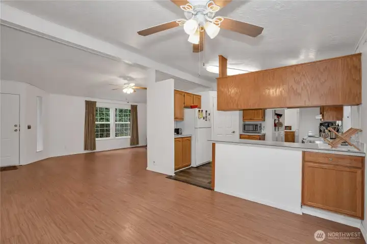 Kitchen & Living Room from Dining Room