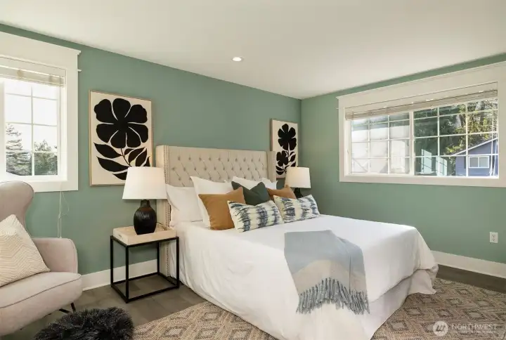 Upstairs primary bedroom is extra large.