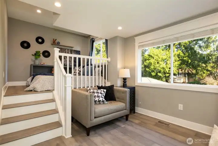 Third bedroom upstairs has two levels for extra space.