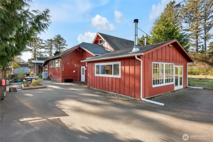 Home sits on a double corner lot. Lots of parking!