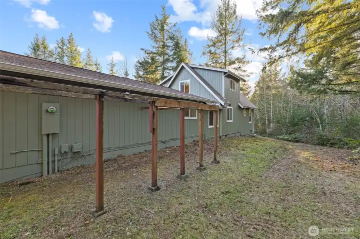 Back of home.   Lean to ready posts