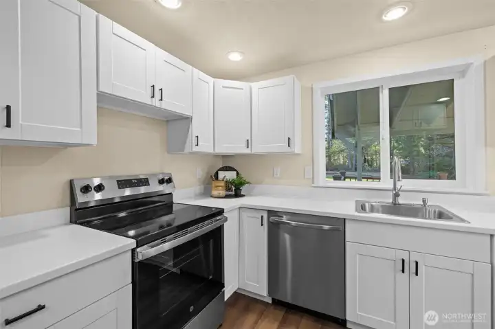 Quartz countertops  All new stainless steel appliances